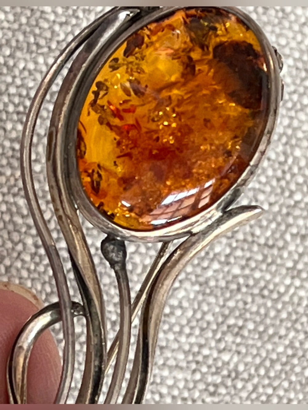 BALTIC AMBER SILVER BROOCH PIN - Picture 5 of 9